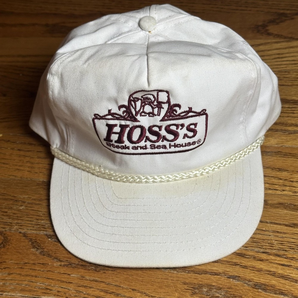 Vintage Hoss's‎ Steak and Sea House Hat Cap Strap Back Restaurant Promo Mens 90s